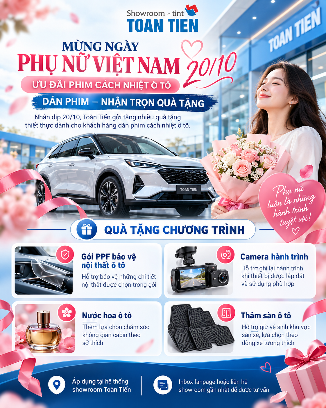 Quà tặng chương trình dán phim ô tô dịp 20/10